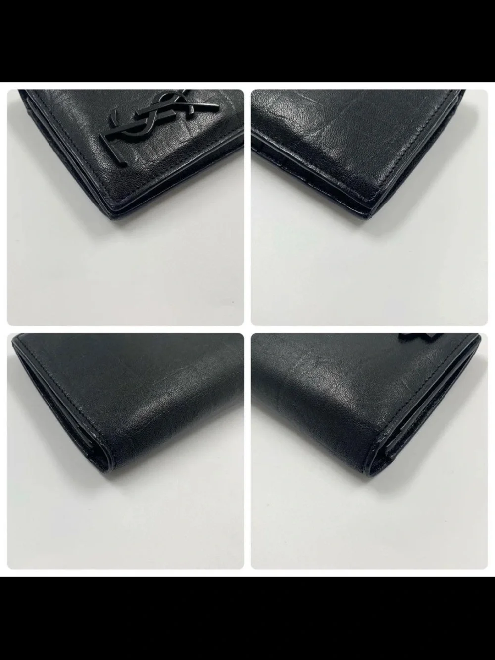 Saint Laurent Black Leather Vertical Card & Key Holder with YSL Monogram